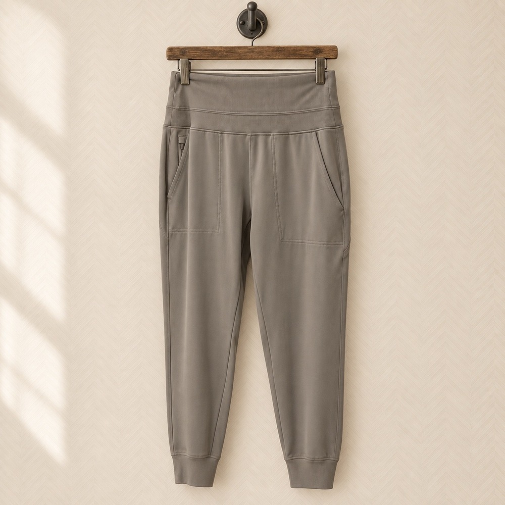 Athleta Joggers Gray Ribbed Waistband Cargo Pockets Size M